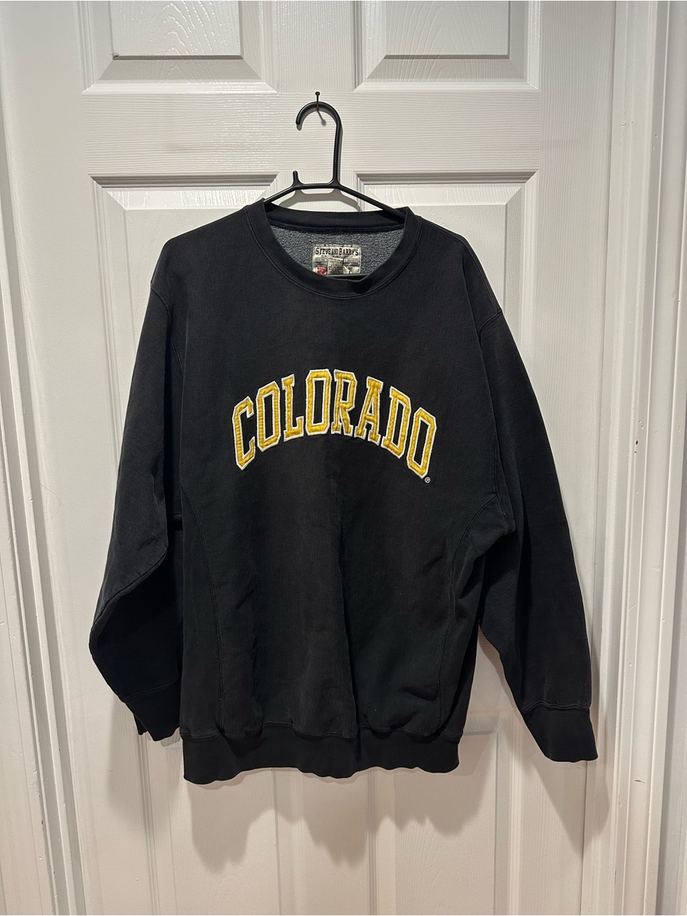 Vintage Steve & Barrys Colorado Crewneck Sweatshirt Black Yellow Mens L Y2K
